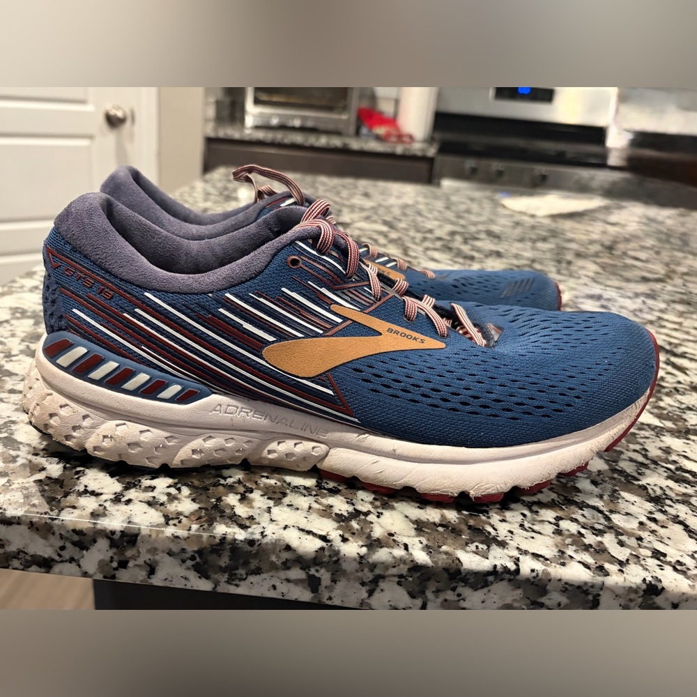 Brooks Men's Adrenaline GTS 19 Blue/Gold USA Running Shoes 1102941D435 Size 10